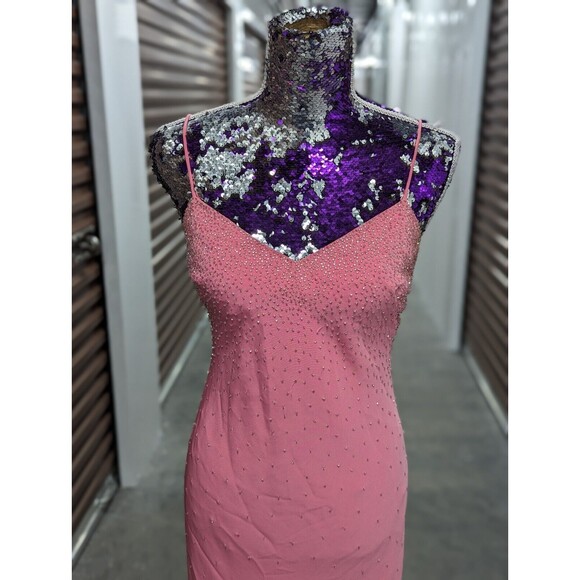 Cache Size 2 Pink Crystal Embellished Full Length Gown Evening Formal Prom Dress - Picture 2 of 16
